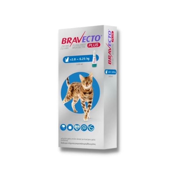 caja de bravecto plus gatos 250mg 2,8 a 6,25kg